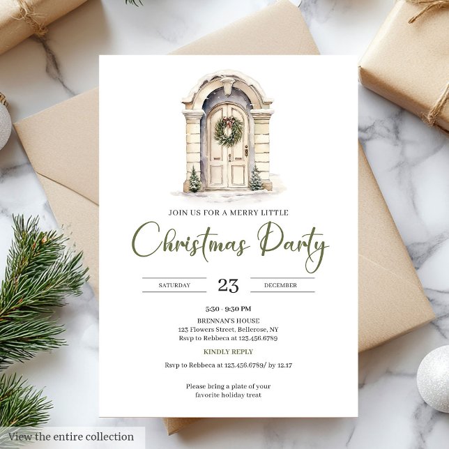 Invitación Premium Ivory Scandinavian Earthy Christmas Party (Premium Ivory Scandinavian Earthy Christmas Party)