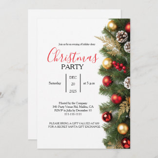 Invitación Premium Pine & Gold Office Christmas Party Gala