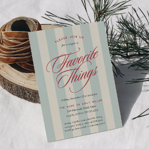 Invitación Prep Fiesta de Cosas Favoritas de Stripe Holiday