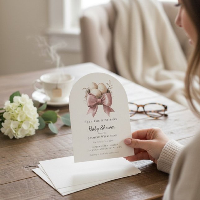 Invitación prep the nest pink baby shower  (Subido por el creador)