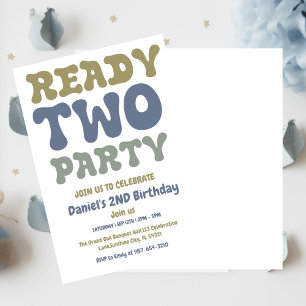 Invitación Preparado Dos Fiestas, Boy Second Birday Party