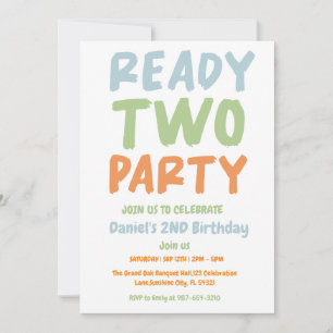 Invitación Preparado Dos Fiestas, Boy Second Birday Party