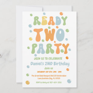 Invitación Preparado Dos Fiestas, Boy Second Birday Party