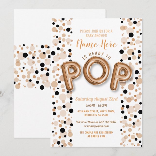 Invitación Preparado para POP Boy Baby Shower Rosa Gold Elega (Anverso / Reverso)