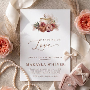 Invitación Preparando Amor Café Floral Boho Despedida de Solt