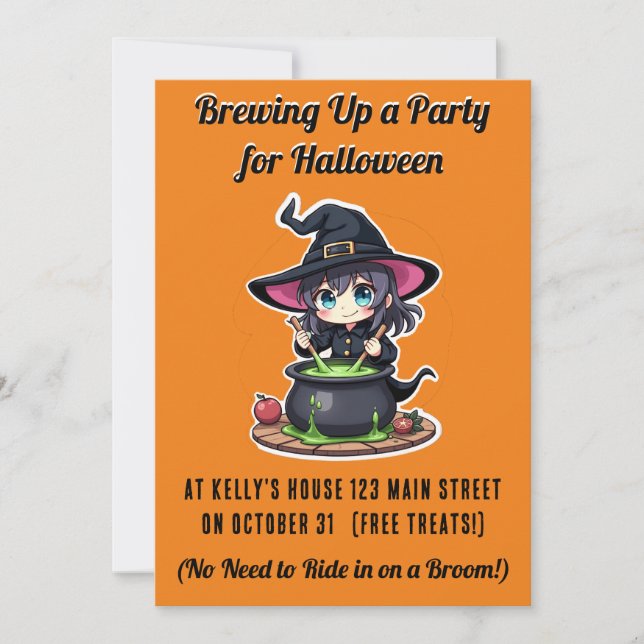 Invitación Preparando un Fiesta para Halloween (Anverso)