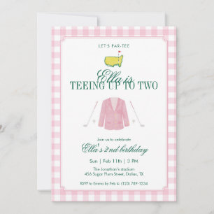 Invitación Preparándose para dos cumpleaños de golf rosa a cu