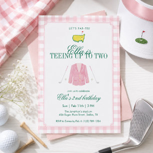 Invitación Preparándose para dos cumpleaños de golf rosa a cu