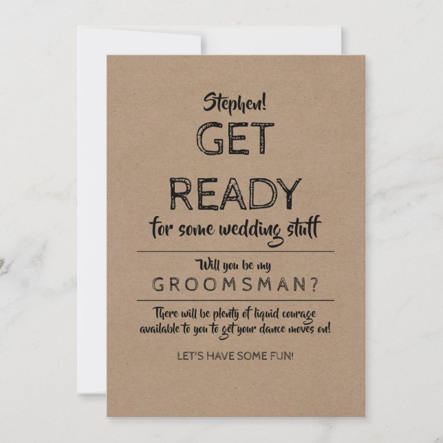 Invitación Prepárate - Funny Groomsman Propuesta (Anverso)