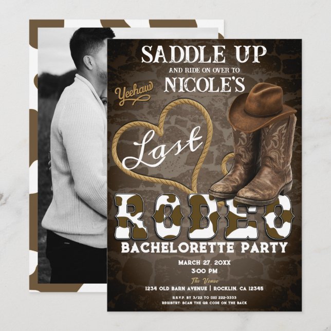 Invitación Prepárate para la última fiesta de soltera western (Anverso / Reverso)