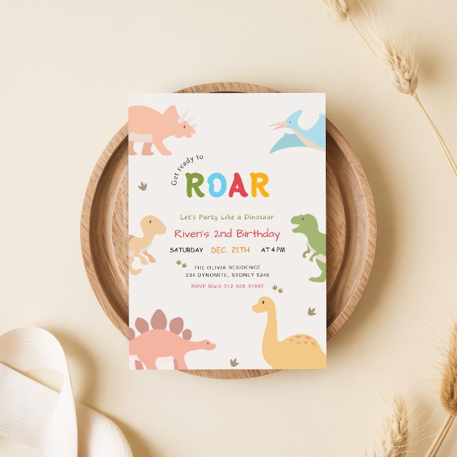 Invitación Prepárate para Rugir Bebé Dinosaurio 2do Cumpleaño (Subido por el creador)