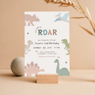 Invitación Prepárate para Rugir Bebé Niño Dinosaurio Cumpleañ