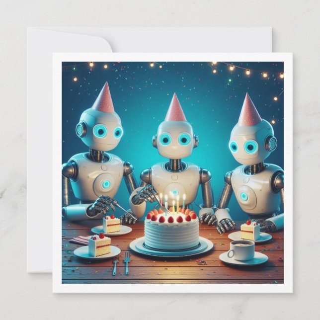 Invitación Preparémonos para el cumpleaños de los robots, el  (Anverso)