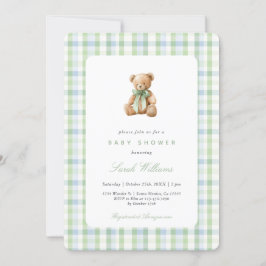 Invitación Preppy Bear Baby Shower Boy
