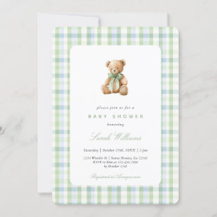 Invitación Preppy Bear Baby Shower Boy