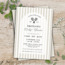 Invitación Preppy Beige Tennis Country Club Baby Shower Invi