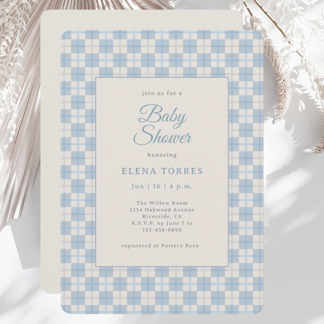 Invitación Preppy Blue Plaid Baby Shower Invitation (Subido por el creador)