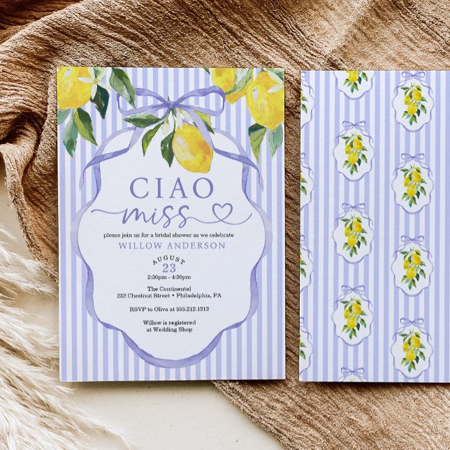 Invitación Preppy Citrus Ciao Miss Bridal Shower Invitation (Subido por el creador)
