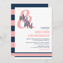 Preppy Coral & Navy Mrs & Mrs Boda