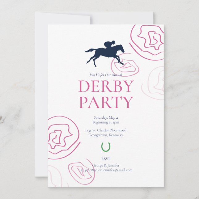 Invitación Preppy Derby Fiesta (Anverso)