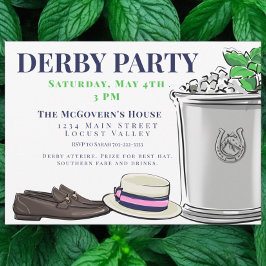 Invitación Preppy Derby Fiesta Fashion Mint Julep