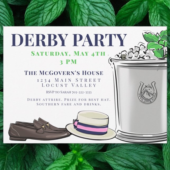 Invitación Preppy Derby Fiesta Fashion Mint Julep (Subido por el creador)