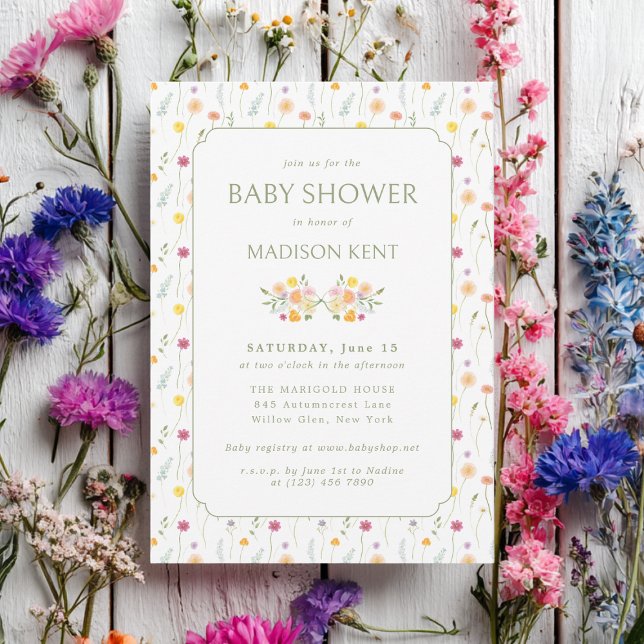 Invitación Preppy Floral Spring Summer Flowers Baby Shower (Subido por el creador)