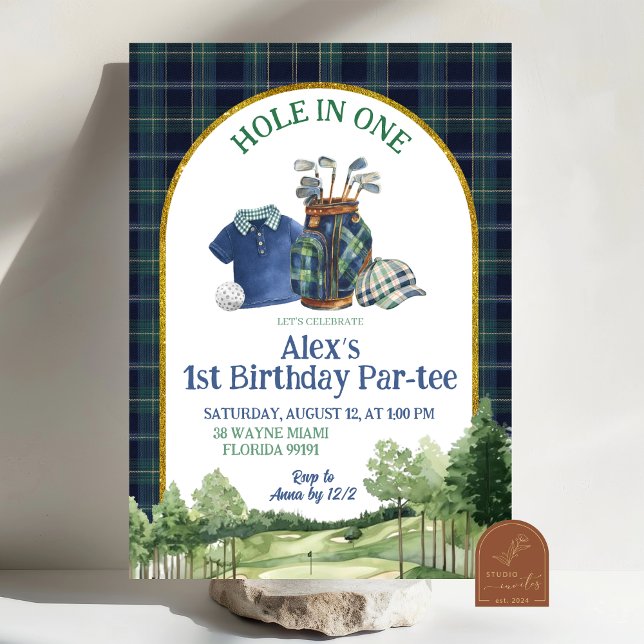 Invitación Preppy Golf Hole in One First Birthday Invitation (Subido por el creador)