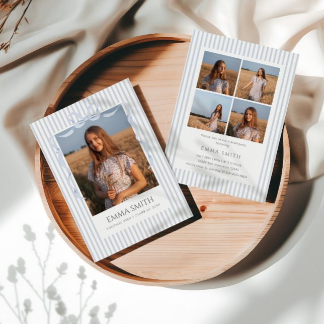 Invitación Preppy Graduation Photo Collage Announcement  (Subido por el creador)