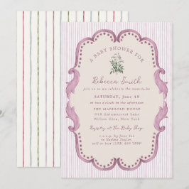 Invitación Preppy Grandmillennial Pink Girl Baby Shower