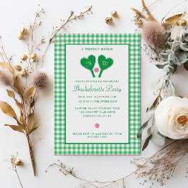 Invitación Preppy Green and Pink Pickleball Bachelorette