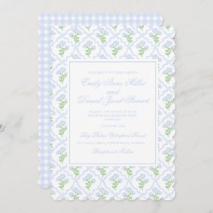Invitación Preppy Hydrangea Watercolor Trellis Boda