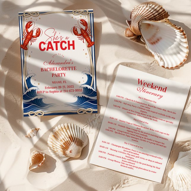 Invitación Preppy Lobster Seaside Bachelorette Party (Subido por el creador)