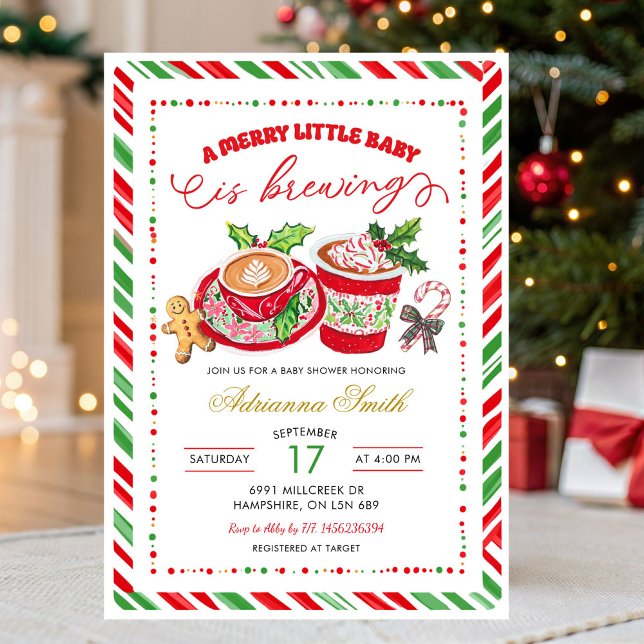 Invitación Preppy Merry Little Baby Brewing Baby Shower (Subido por el creador)
