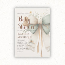 Preppy Nature Cream Sage Parche Baby Shower