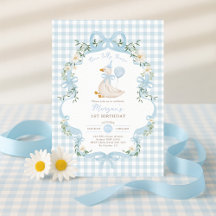 Preppy One Silly Goose Blue Bow Primer cumpleaños