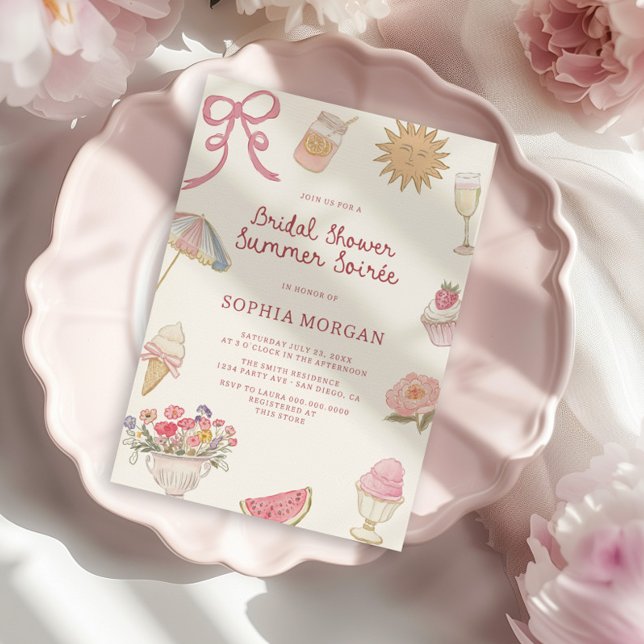 Invitación Preppy Pastel Bridal Shower Summer Soiree (Subido por el creador)