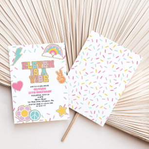 Invitación Preppy Patch Eleven es una Vibra 11 cumpleaños