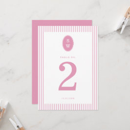 Invitación Preppy Peony Pink Chic Wedding Table Number Card