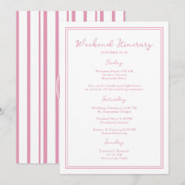 Invitación Preppy Pink Chic Wedding Weekend Itinerary Card