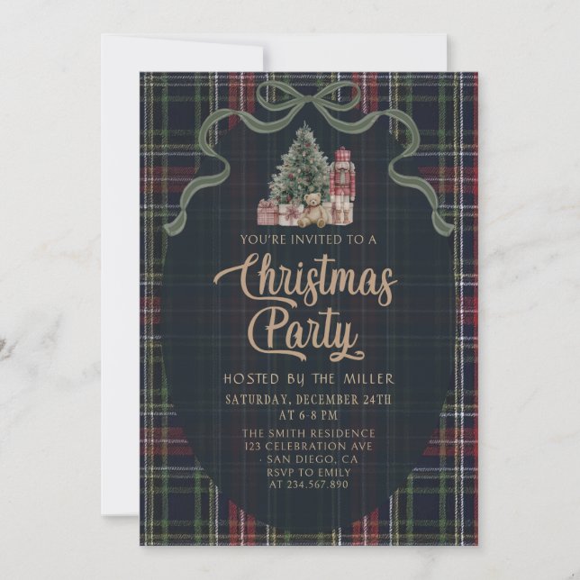 Invitación Preppy Plaid Christmas Party Invitation (Anverso)