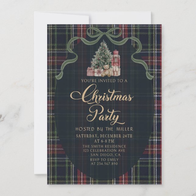 Invitación Preppy Plaid Christmas Party Invitation (Anverso)