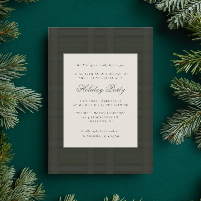 Invitación Preppy Plaid Festive Christmas Holiday Party  (Subido por el creador)