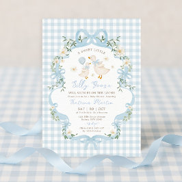 Invitación Preppy Silly Goose Blue Bow Boy Baby Shower