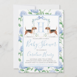 Invitación Preppy Southern Blue Boy Beagle Baby Shower