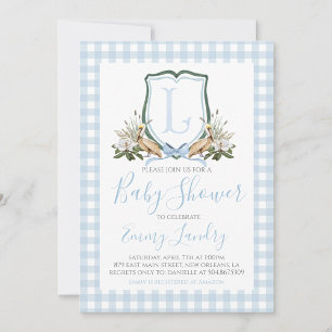 Invitación Preppy Southern Blue Boy Pelican Baby Shower