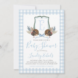 Invitación Preppy Southern Blue Boy Turquía Hunter Baby Showe