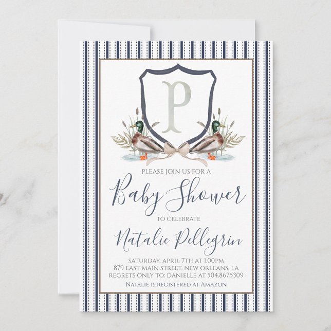 Invitación Preppy Southern Duck Boy Baby Shower (Subido por el creador)