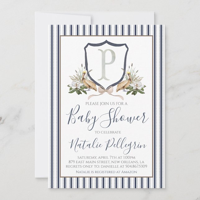 Invitación Preppy Southern Pelican Boy Baby Shower (Subido por el creador)