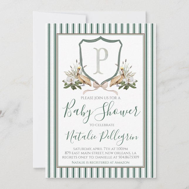 Invitación Preppy Southern Pelican Boy Baby Shower (Subido por el creador)